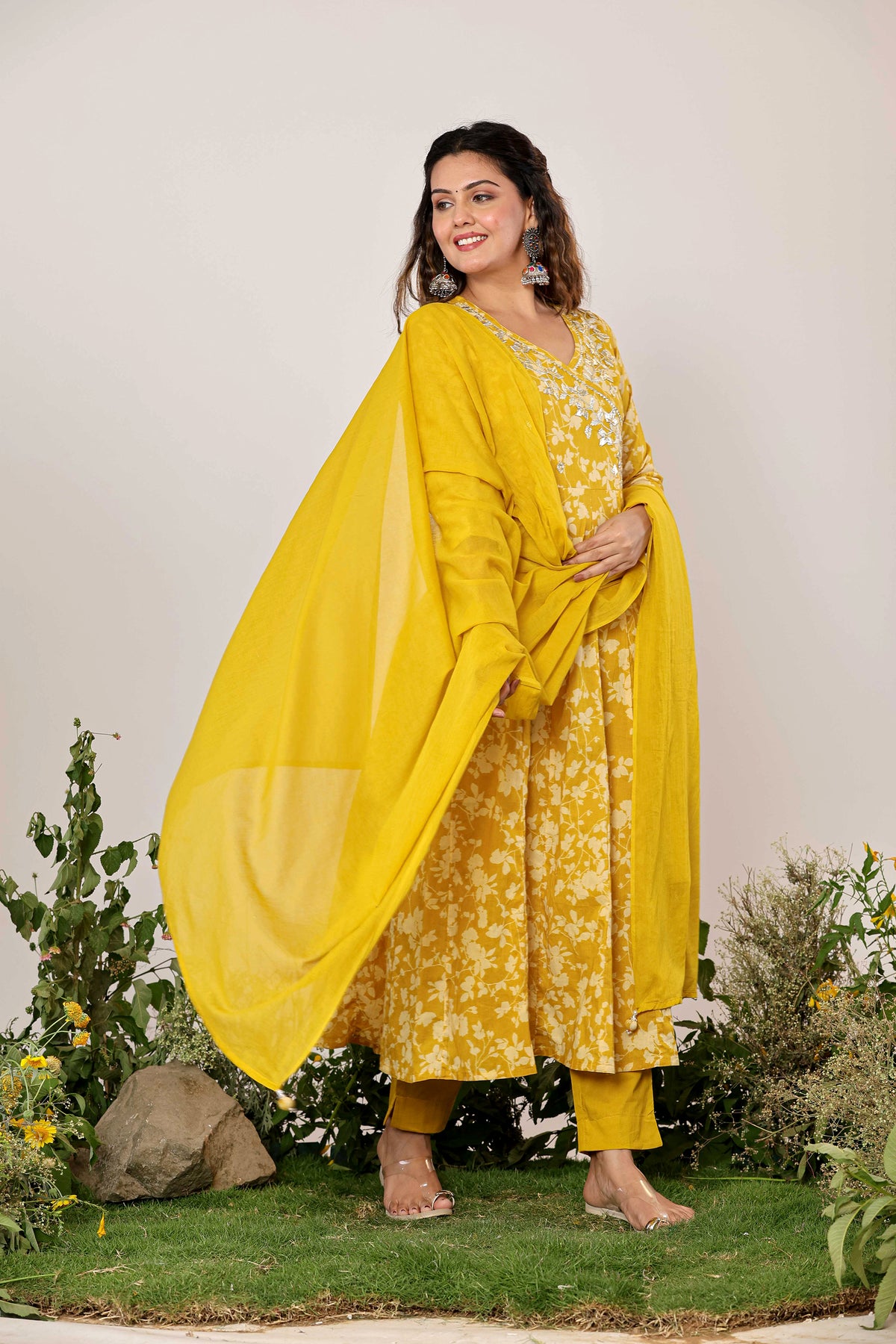 Yellow anarkali dress​