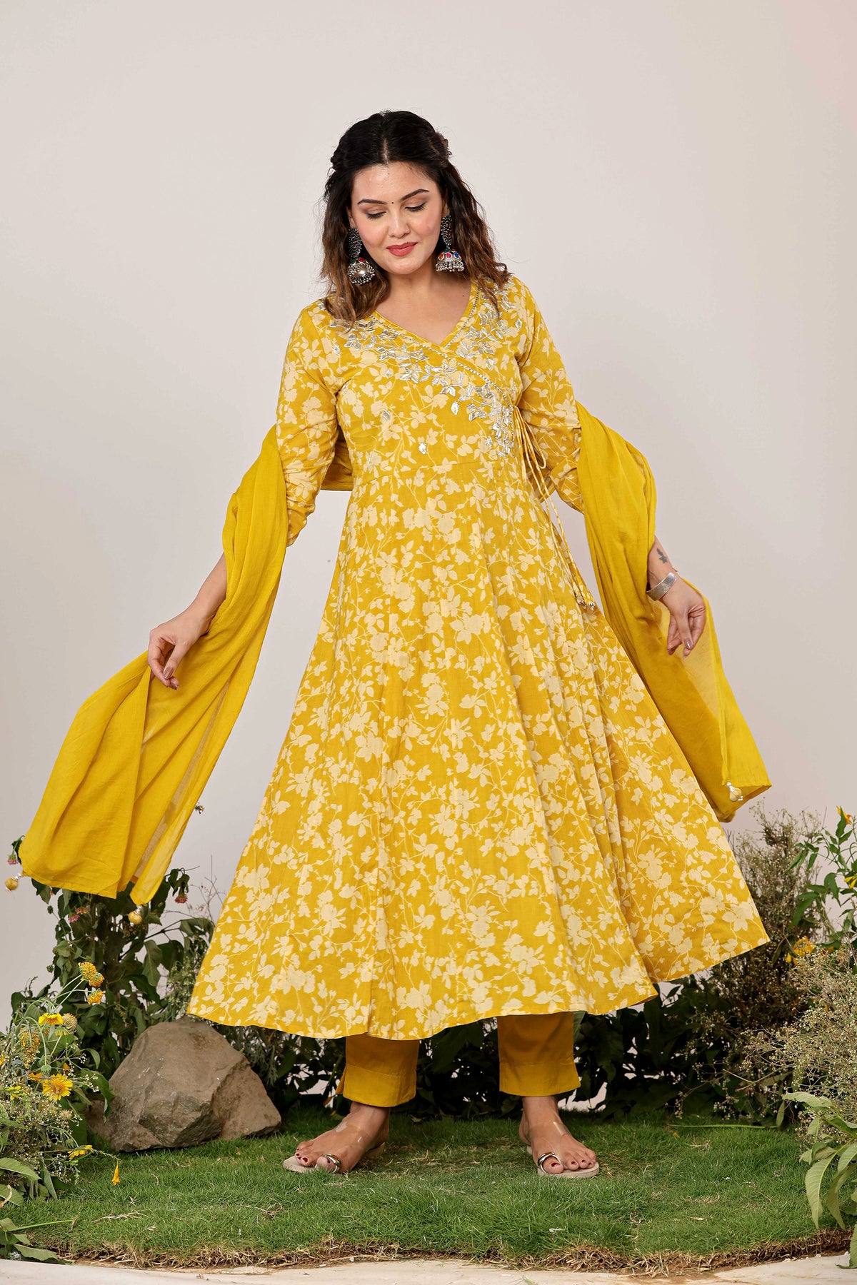 Yellow anarkali dress​