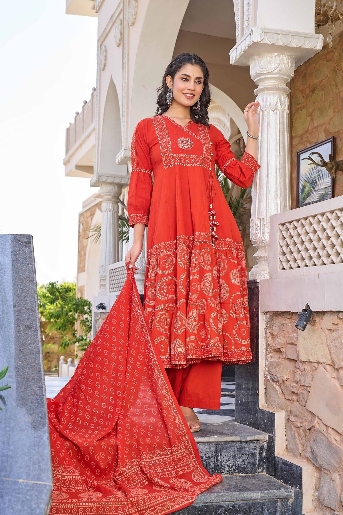 anarkali dress fore women in red