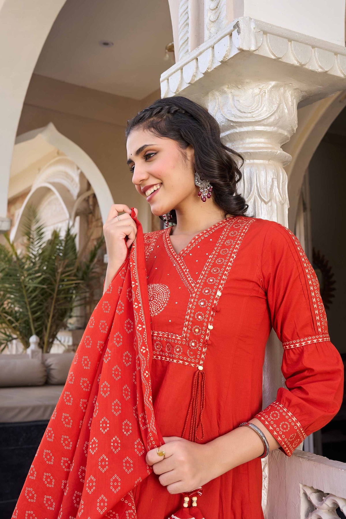 anarkali dress fore women in red