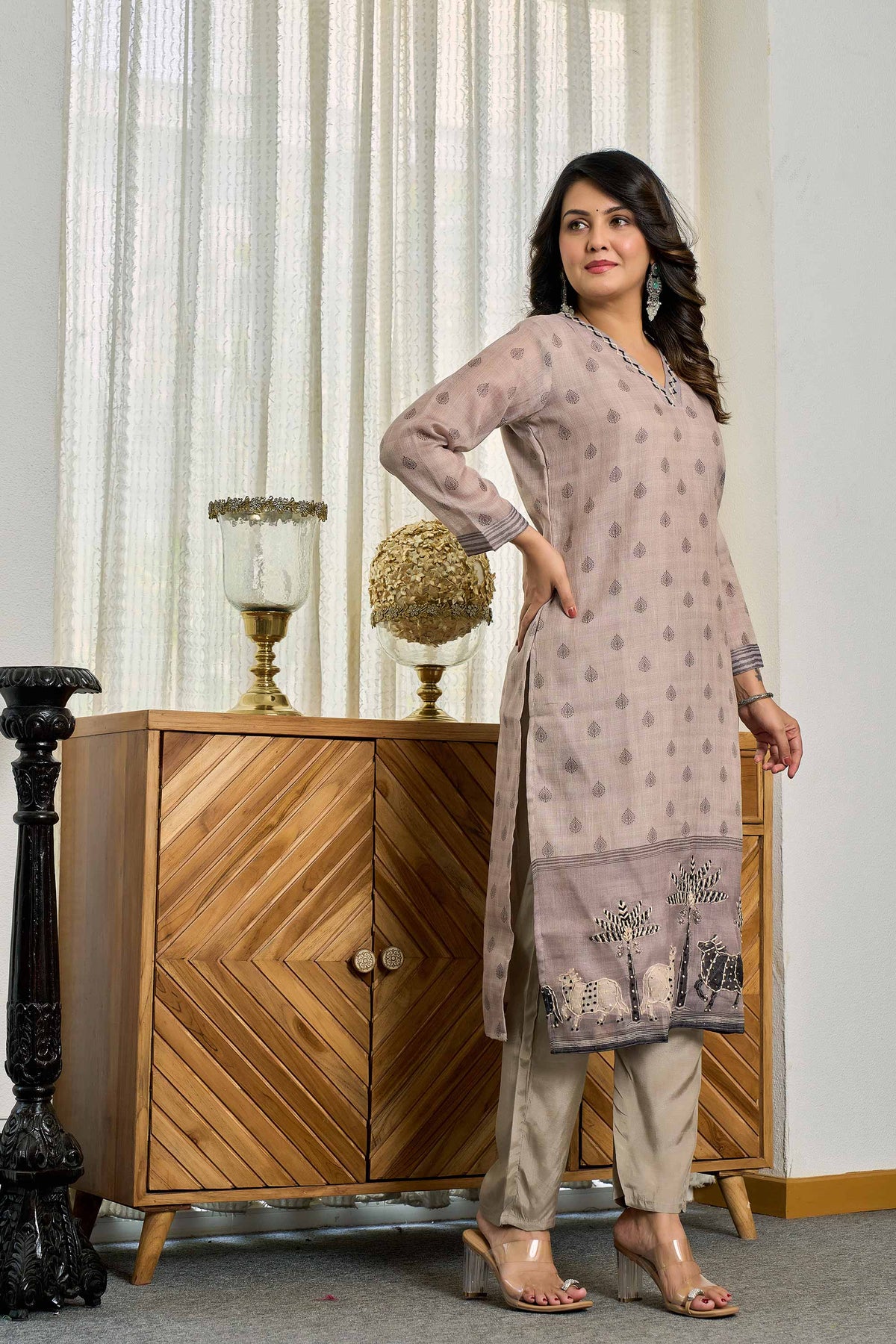 Mehal Grey Kurti Set