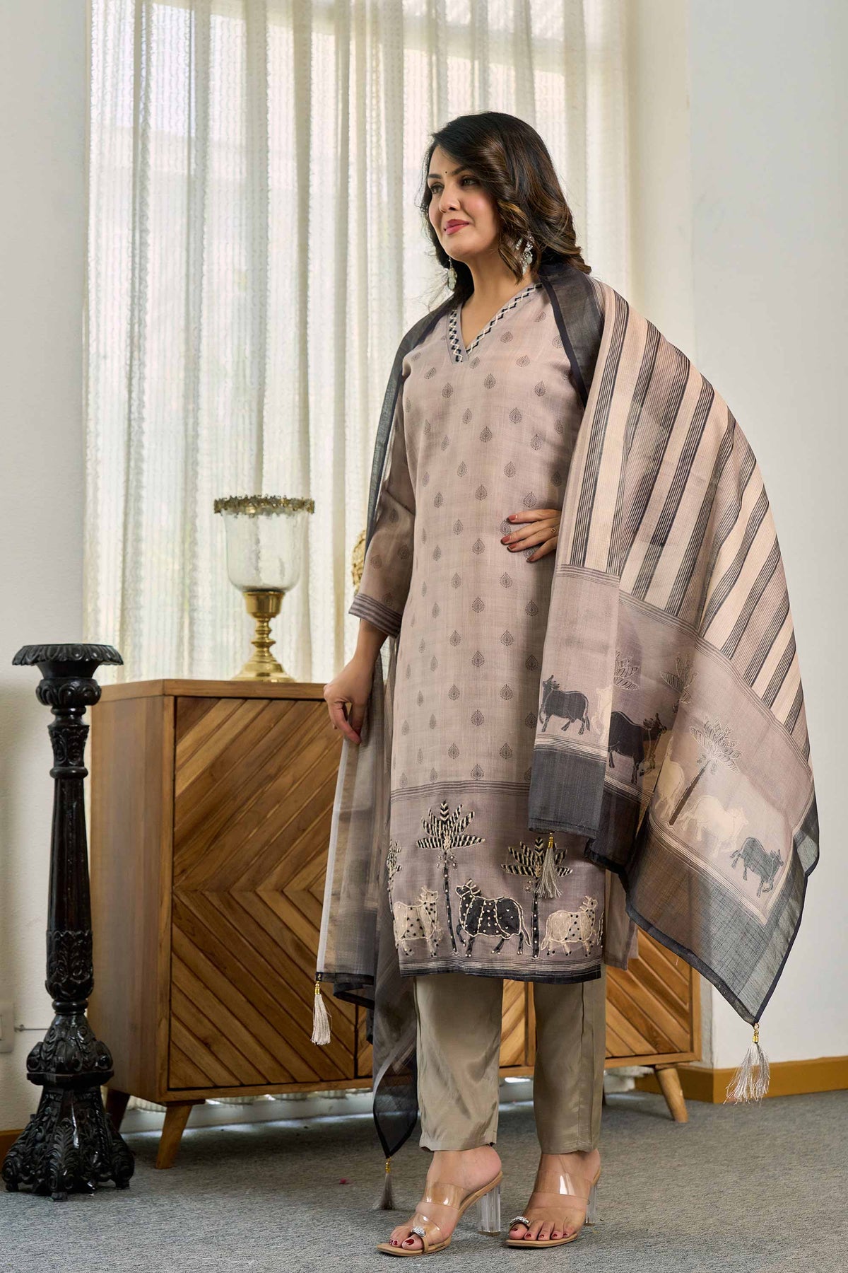 Mehal Grey Kurti Set