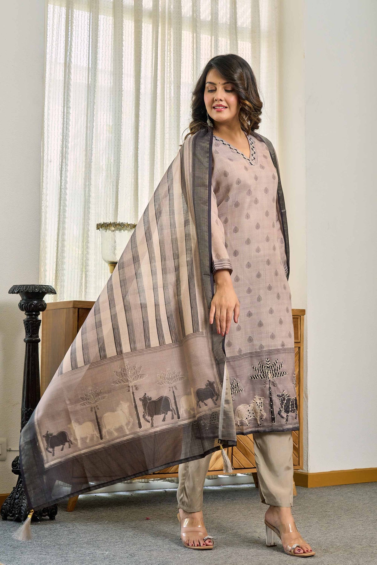 Mehal Grey Kurti Set