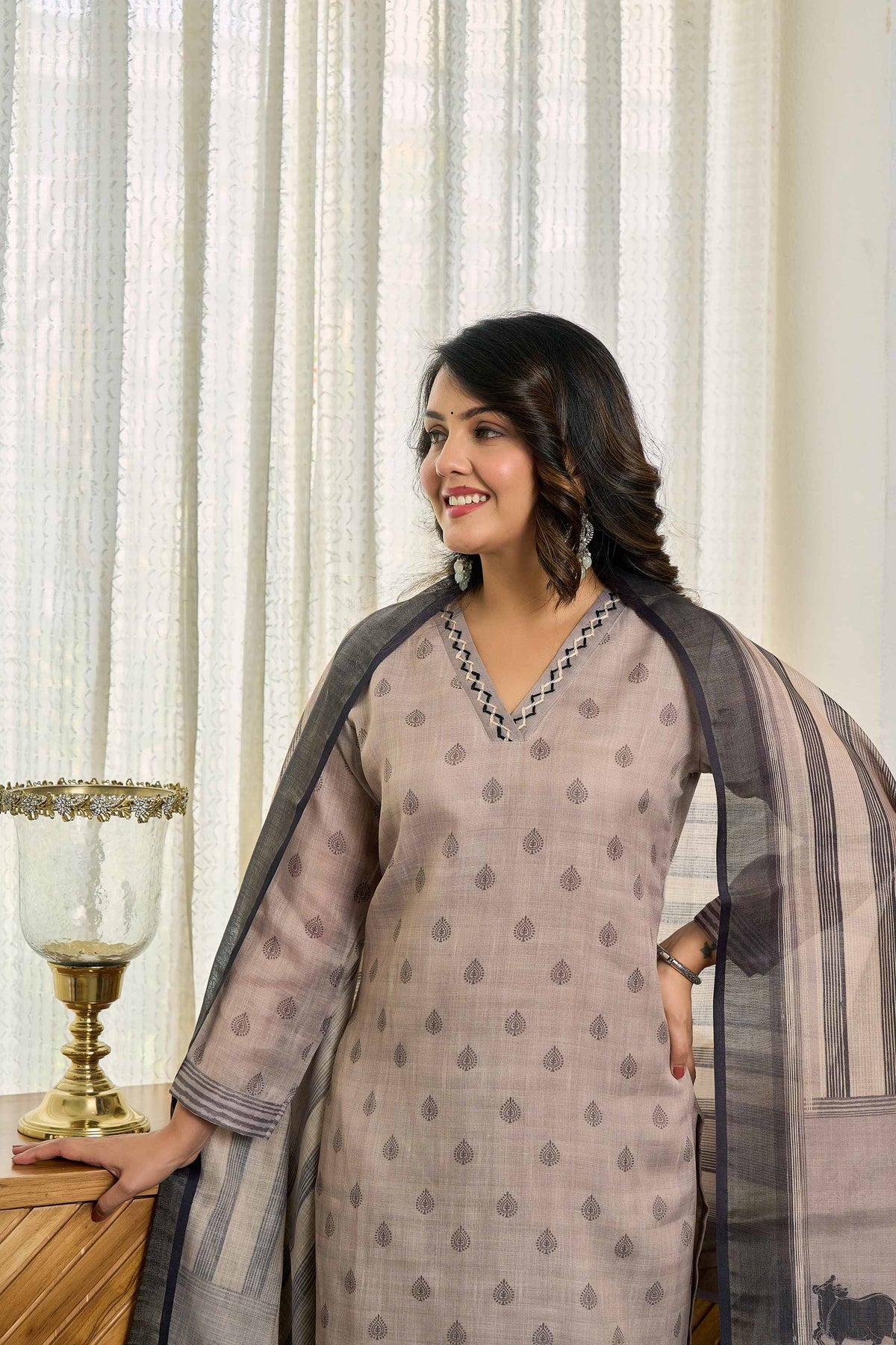 Mehal Grey Kurti Set