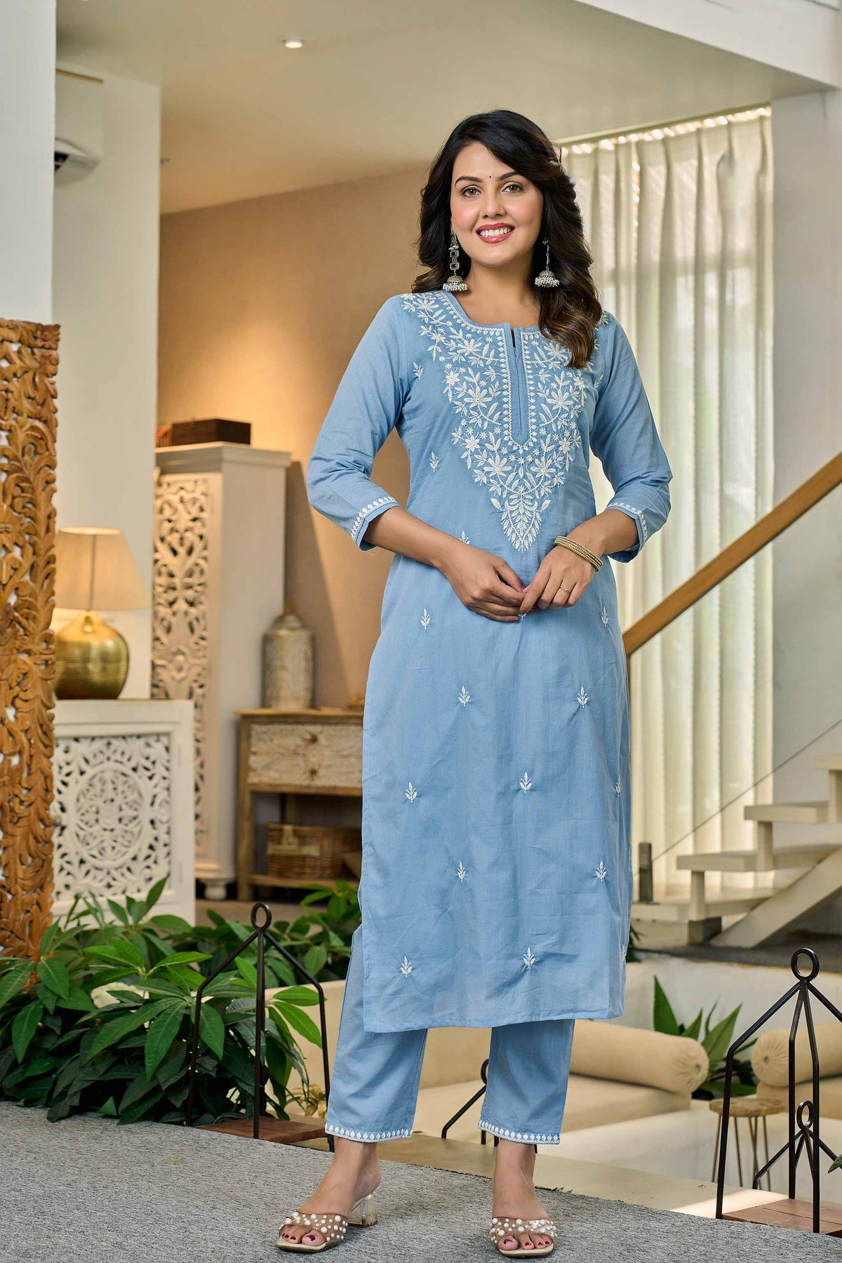 Nimaya Sky Blue Kurti Set