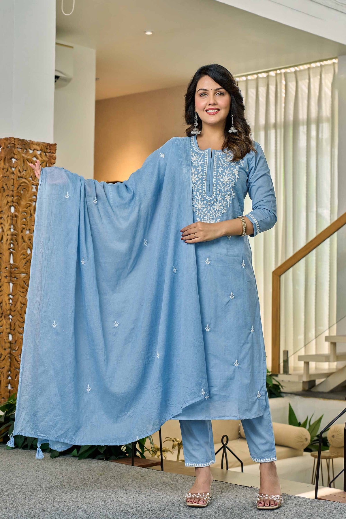 Nimaya Sky Blue Kurti Set