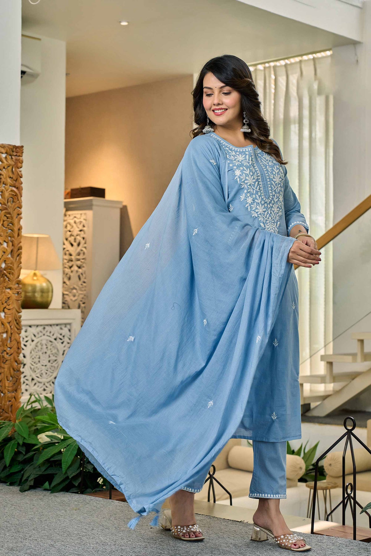 Nimaya Sky Blue Kurti Set
