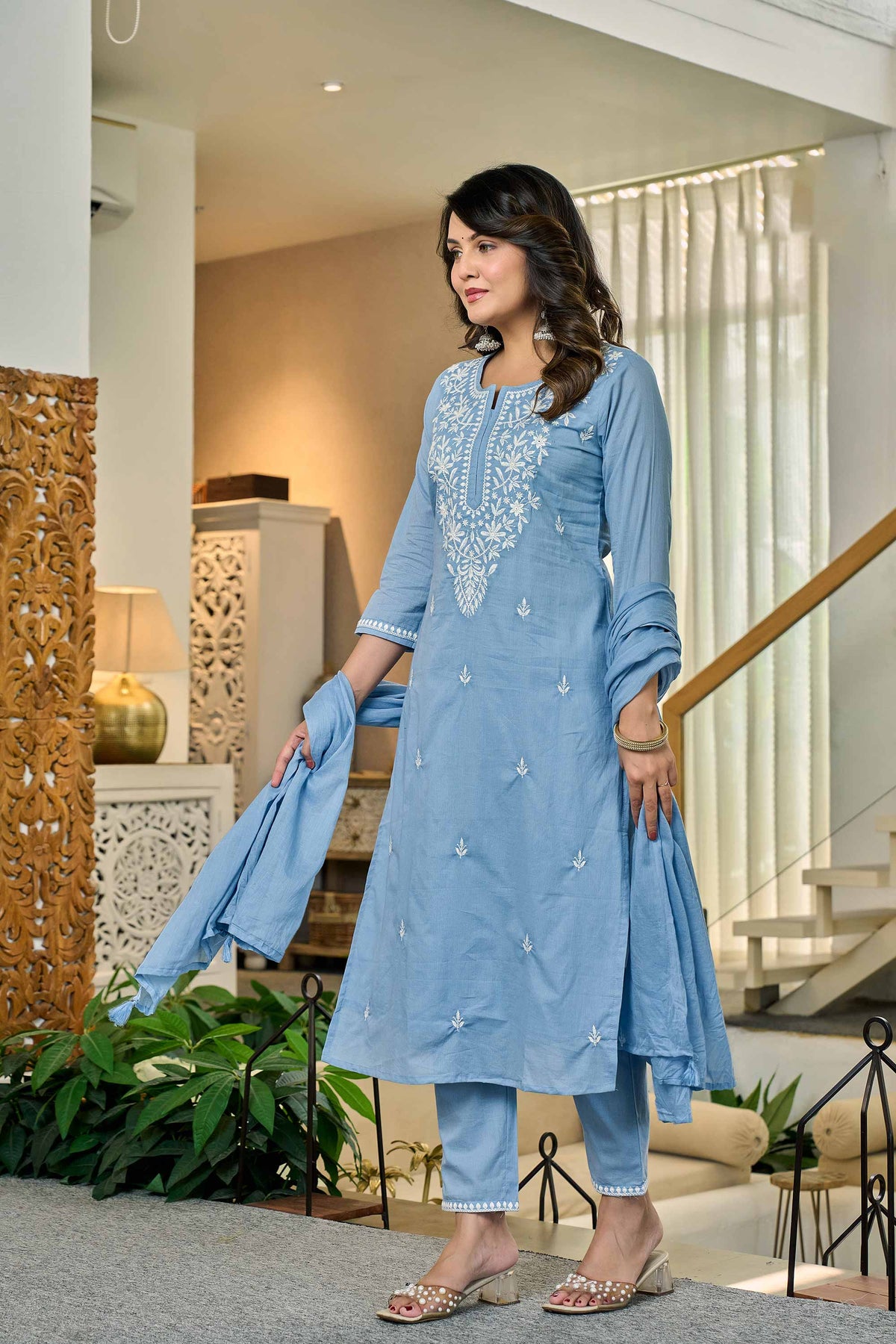 Nimaya Sky Blue Kurti Set