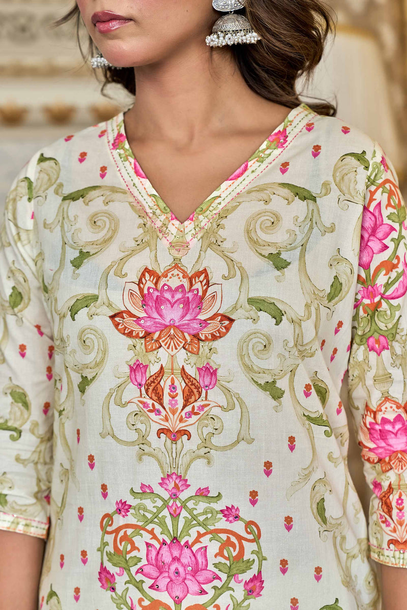 kurti set for women in ivory