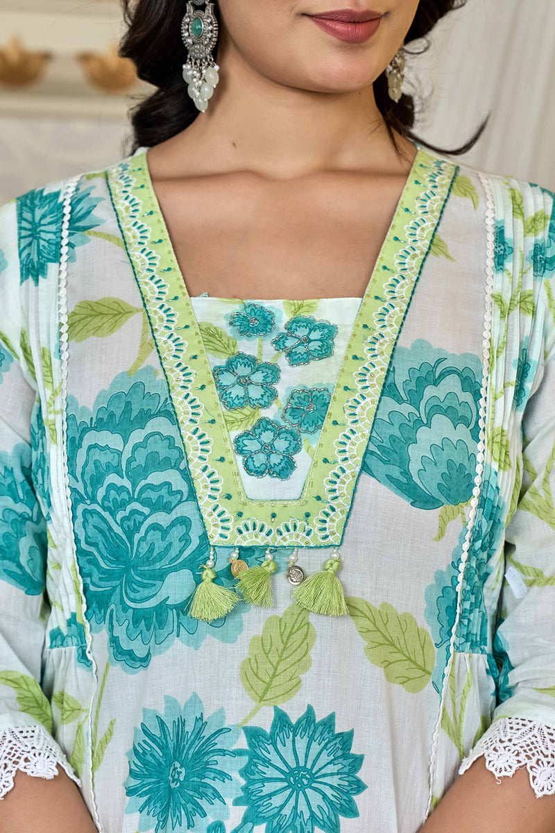 kurti set for women in light green