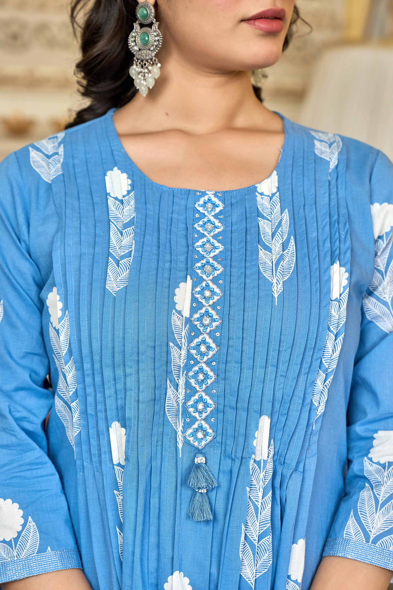 kurti set for women in sky blue