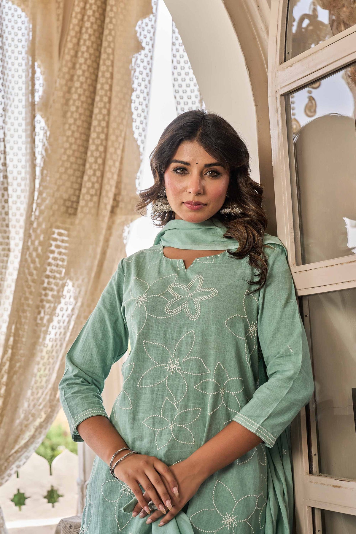 kurti set for women in mint green