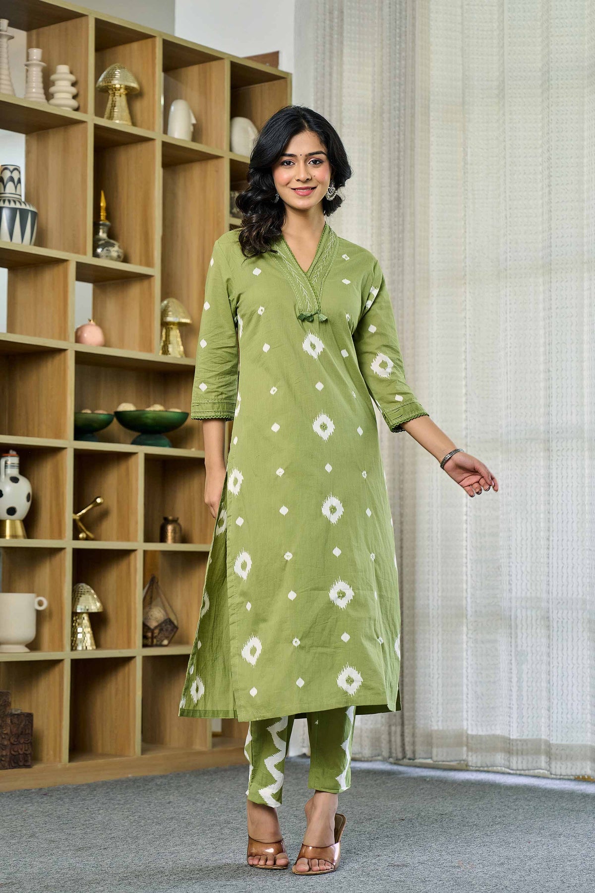 kurti set for women in light green