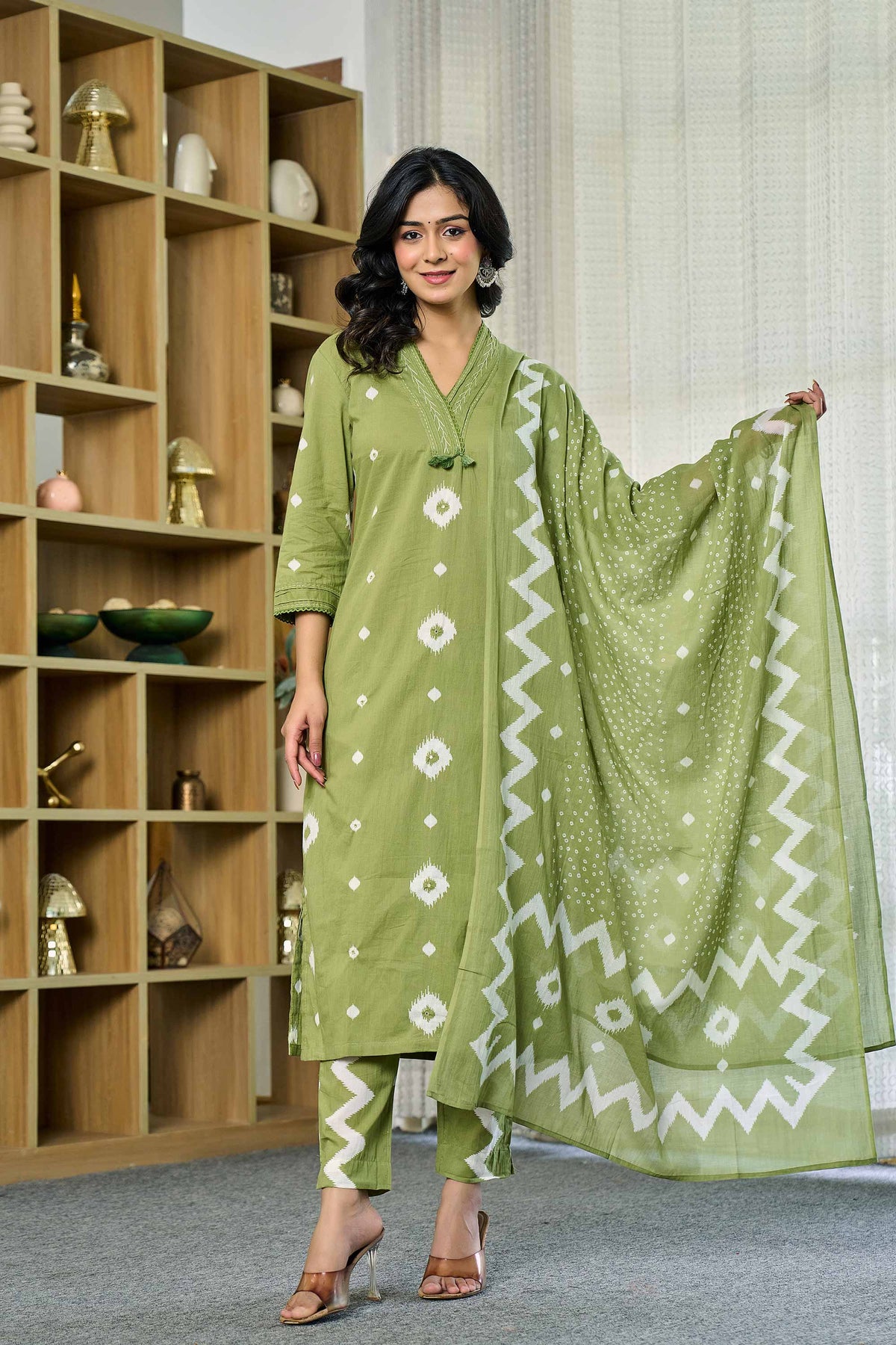 kurti set for women in light green