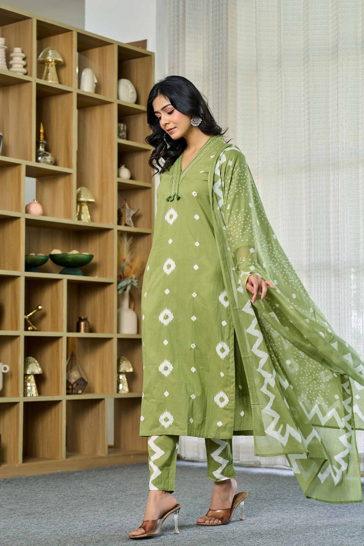 kurti set for women in light green