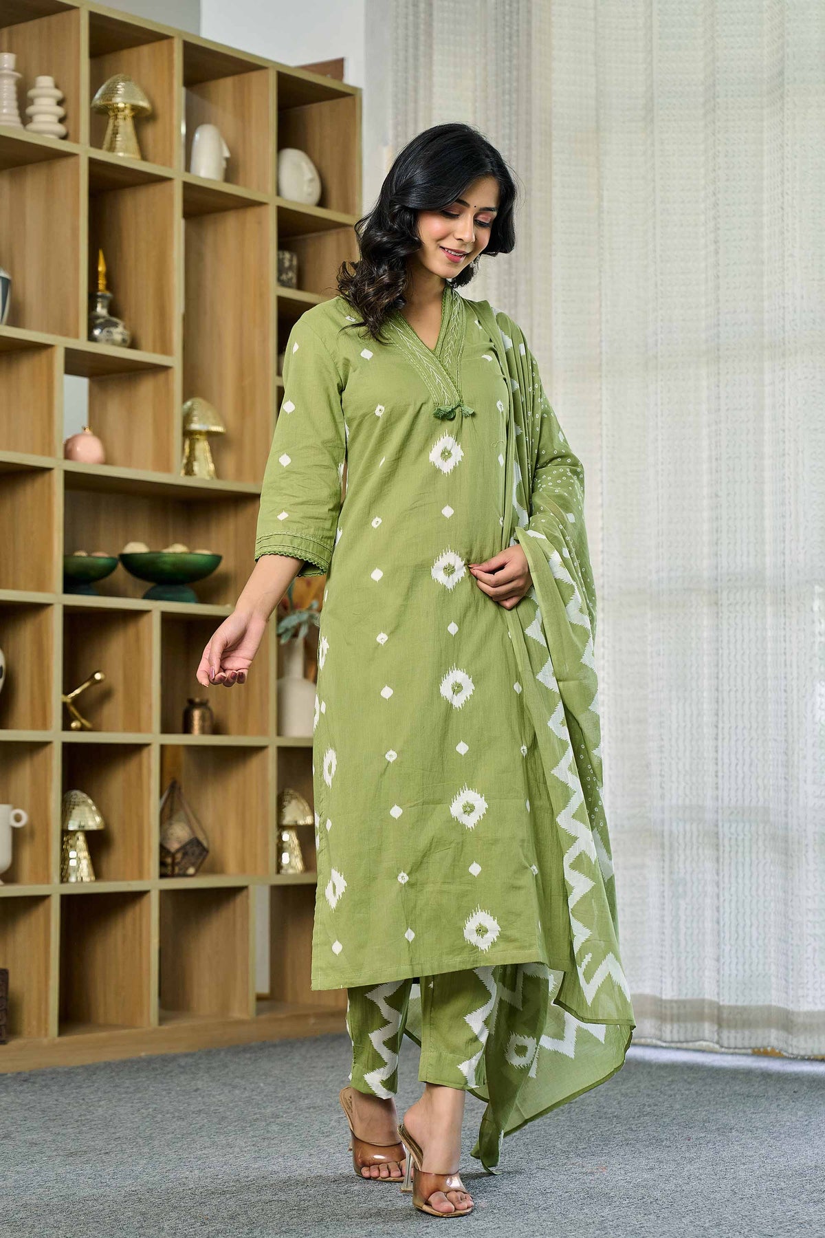 kurti set for women in light green
