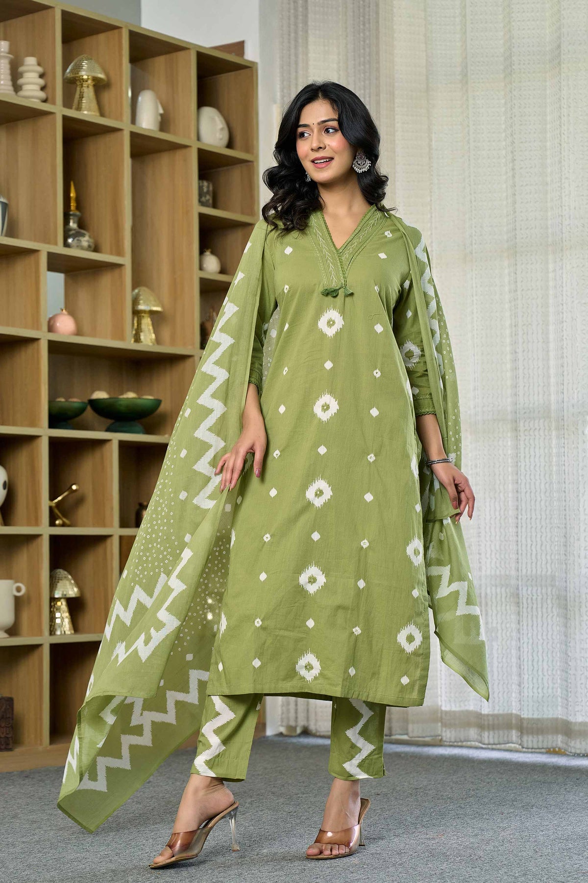 kurti set for women in light green