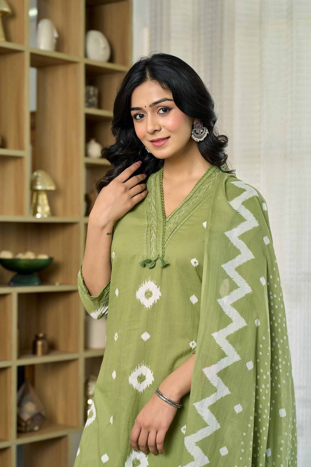 kurti set for women in light green