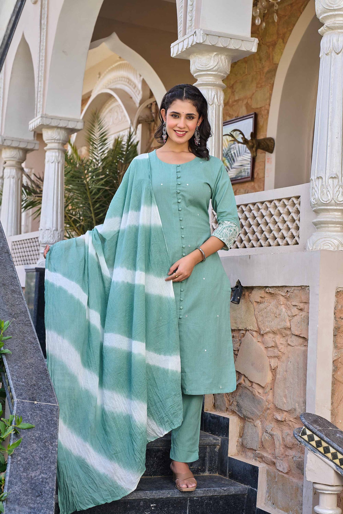 kurti set for women in sea green