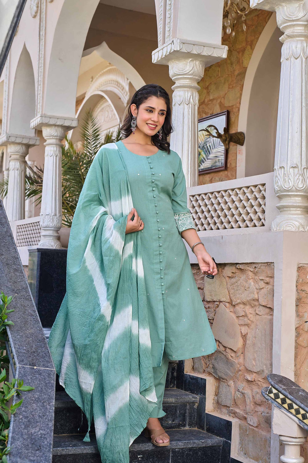 kurti set for women in sea green
