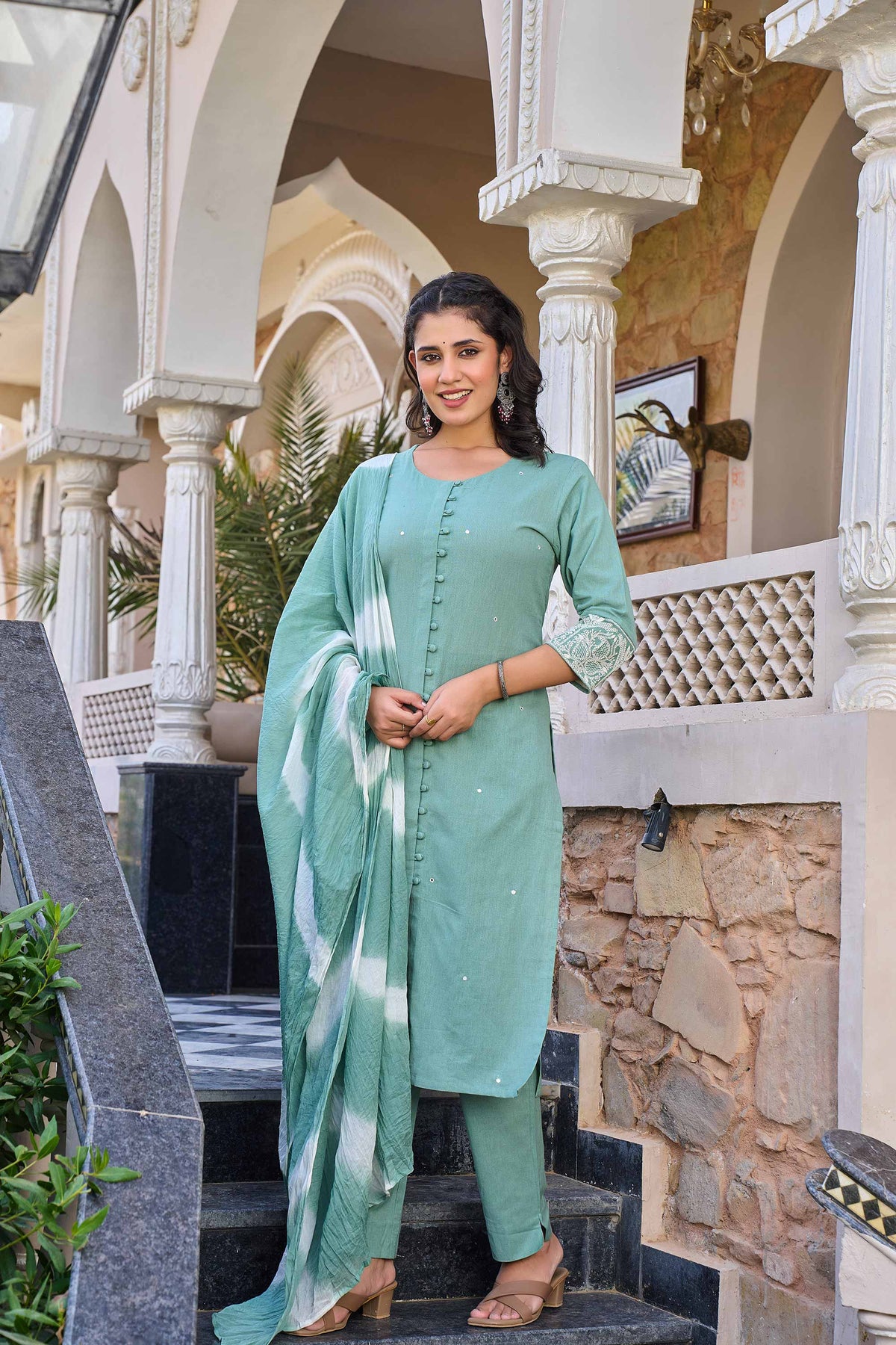 kurti set for women in sea green