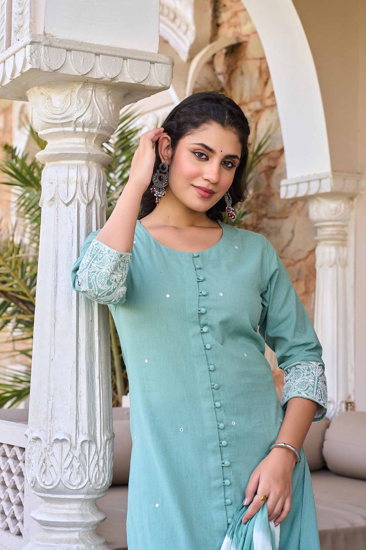 kurti set for women in sea green