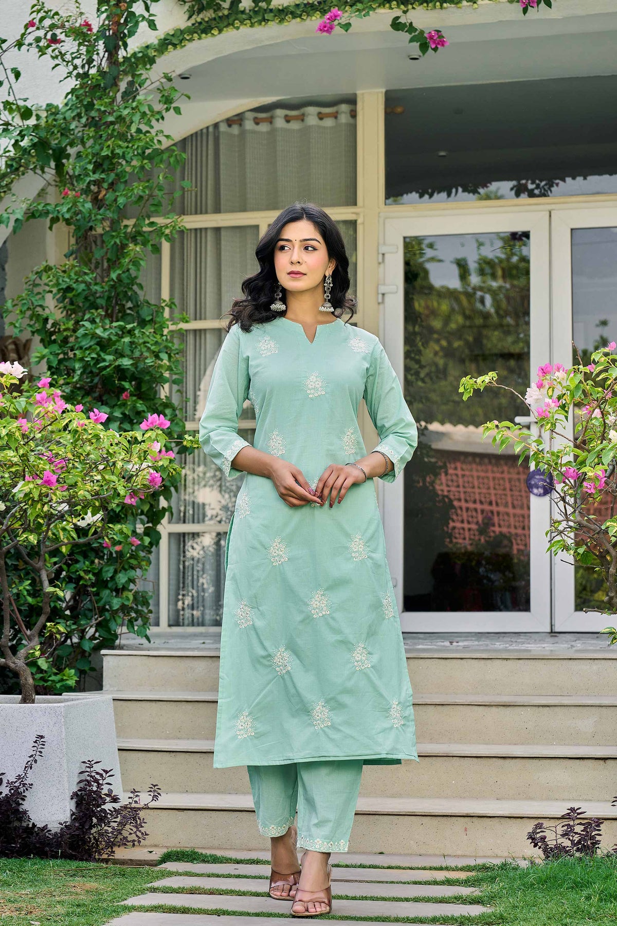 kurti set for women in light green