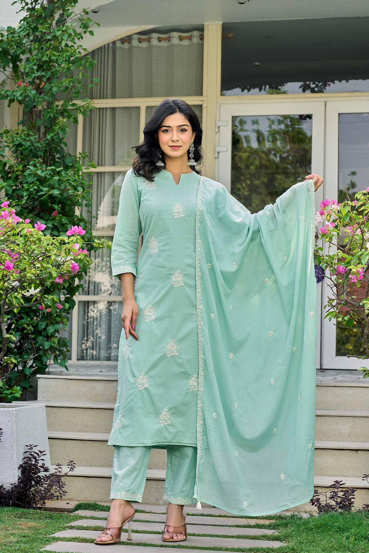 kurti set for women in light green