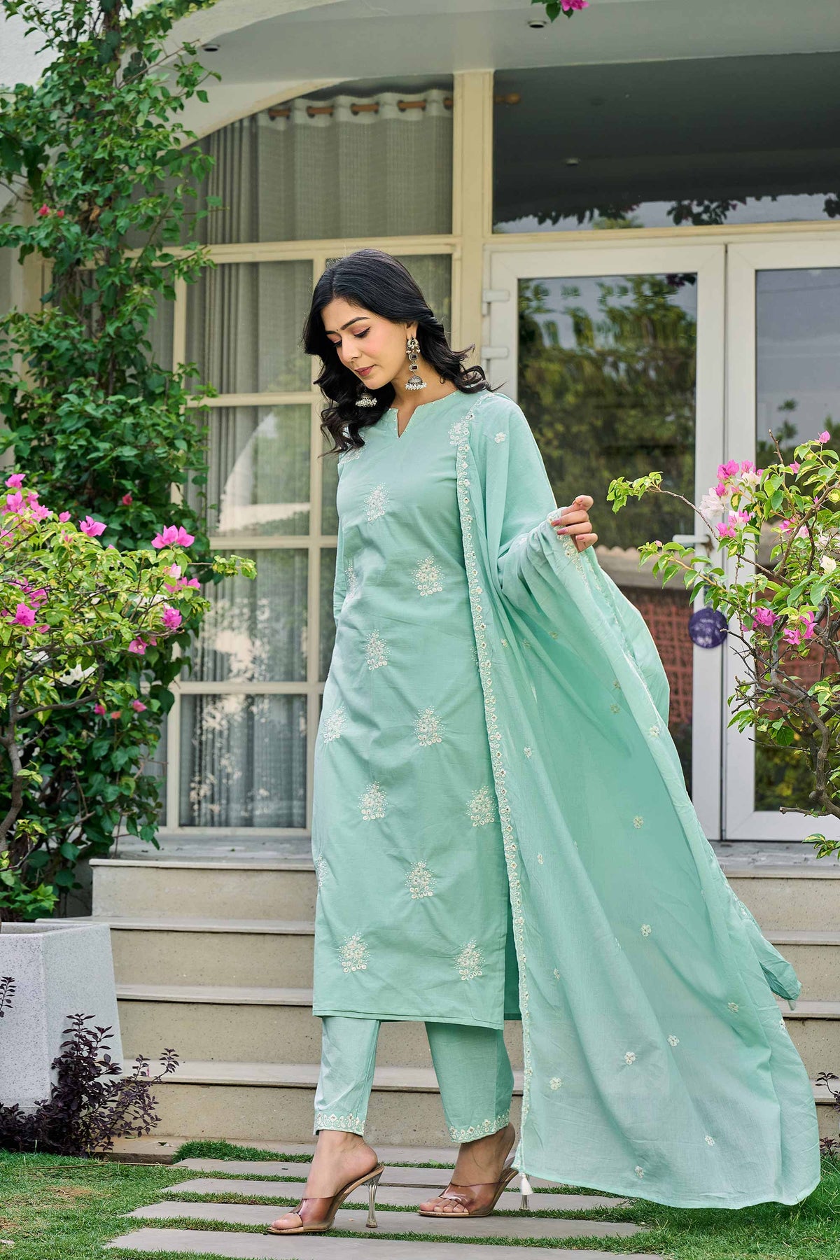 kurti set for women in light green