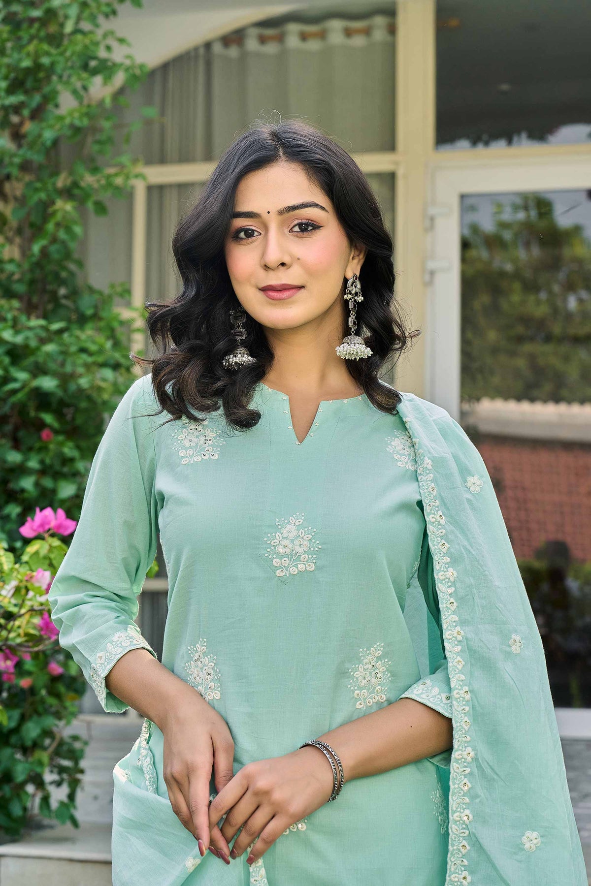 kurti set for women in light green