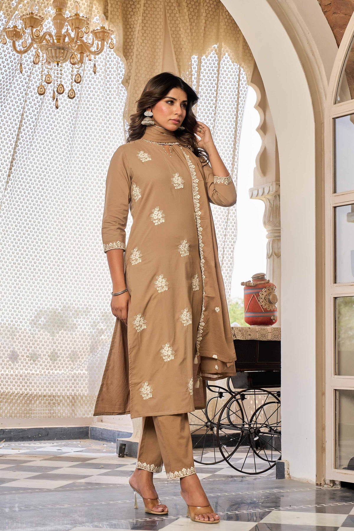 kurti set for women in mud color