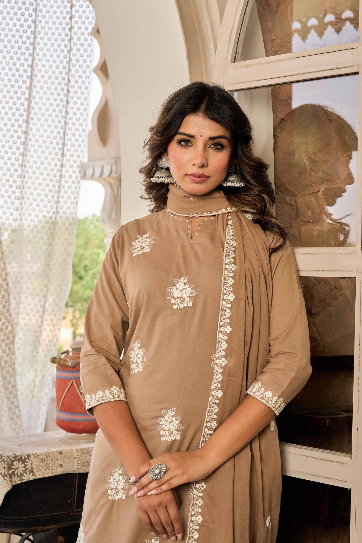 kurti set for women in mud color