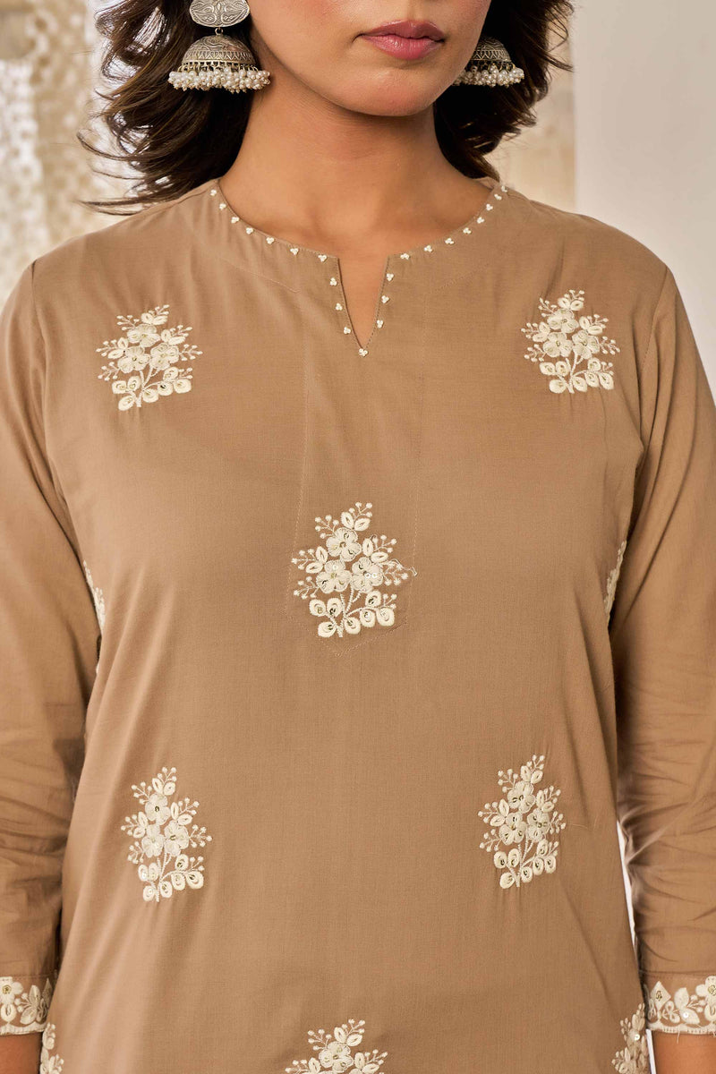 kurti set for women in mud color