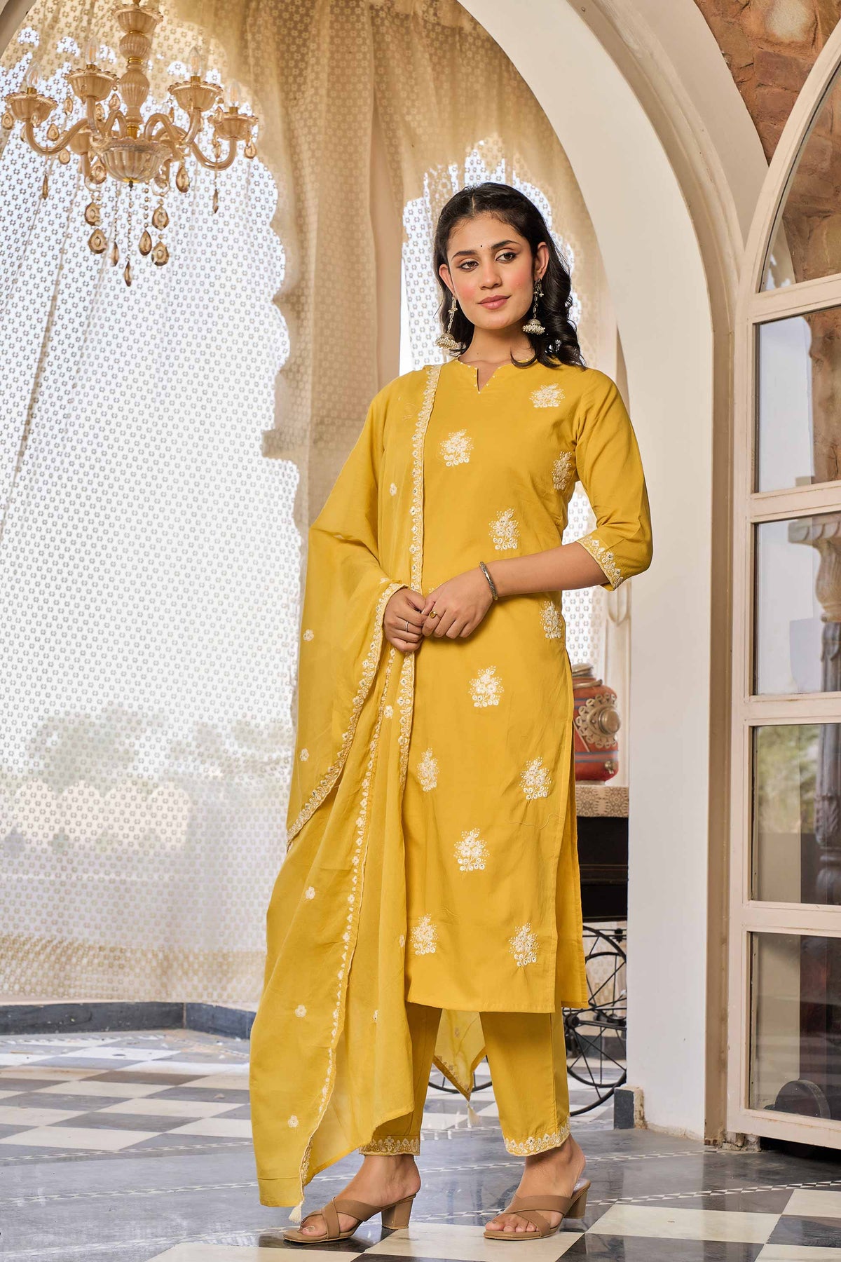 kurti set for women in yellow