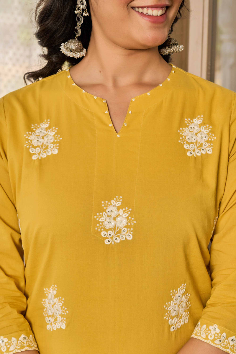 kurti set for women in yellow