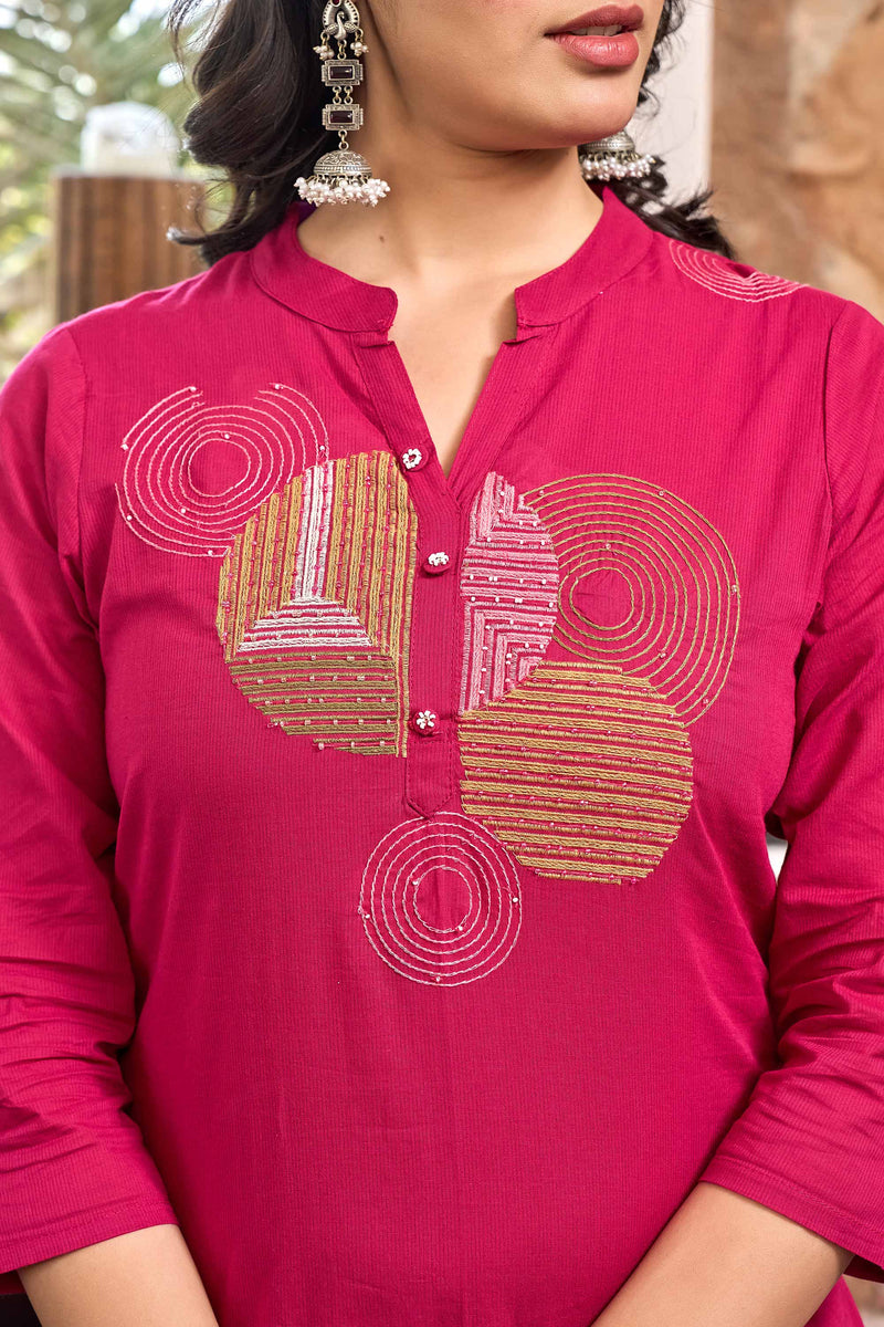 kurti set for women in dark pink