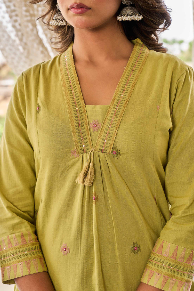 kurti set for women in pistachio green