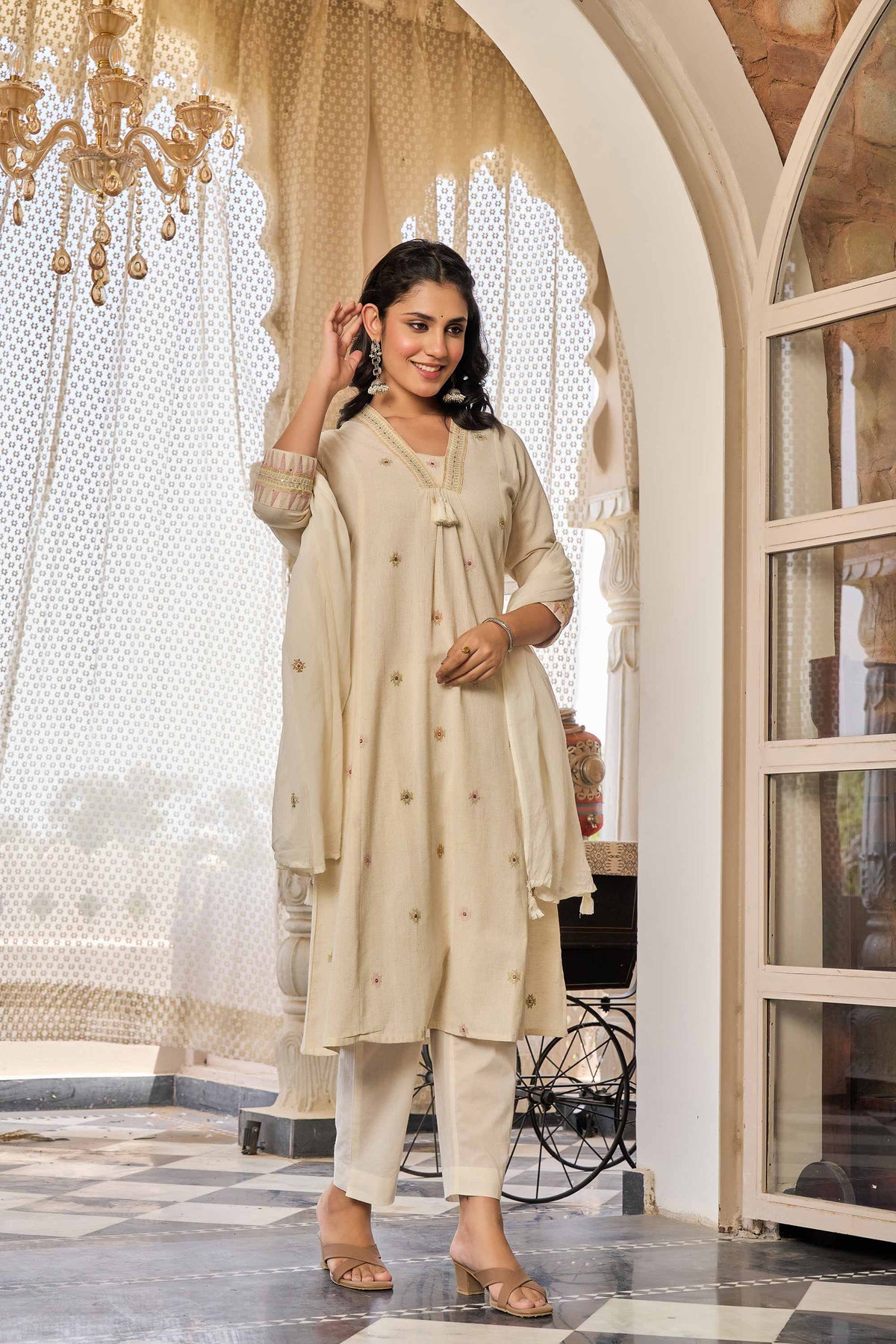 kurti set for women in white