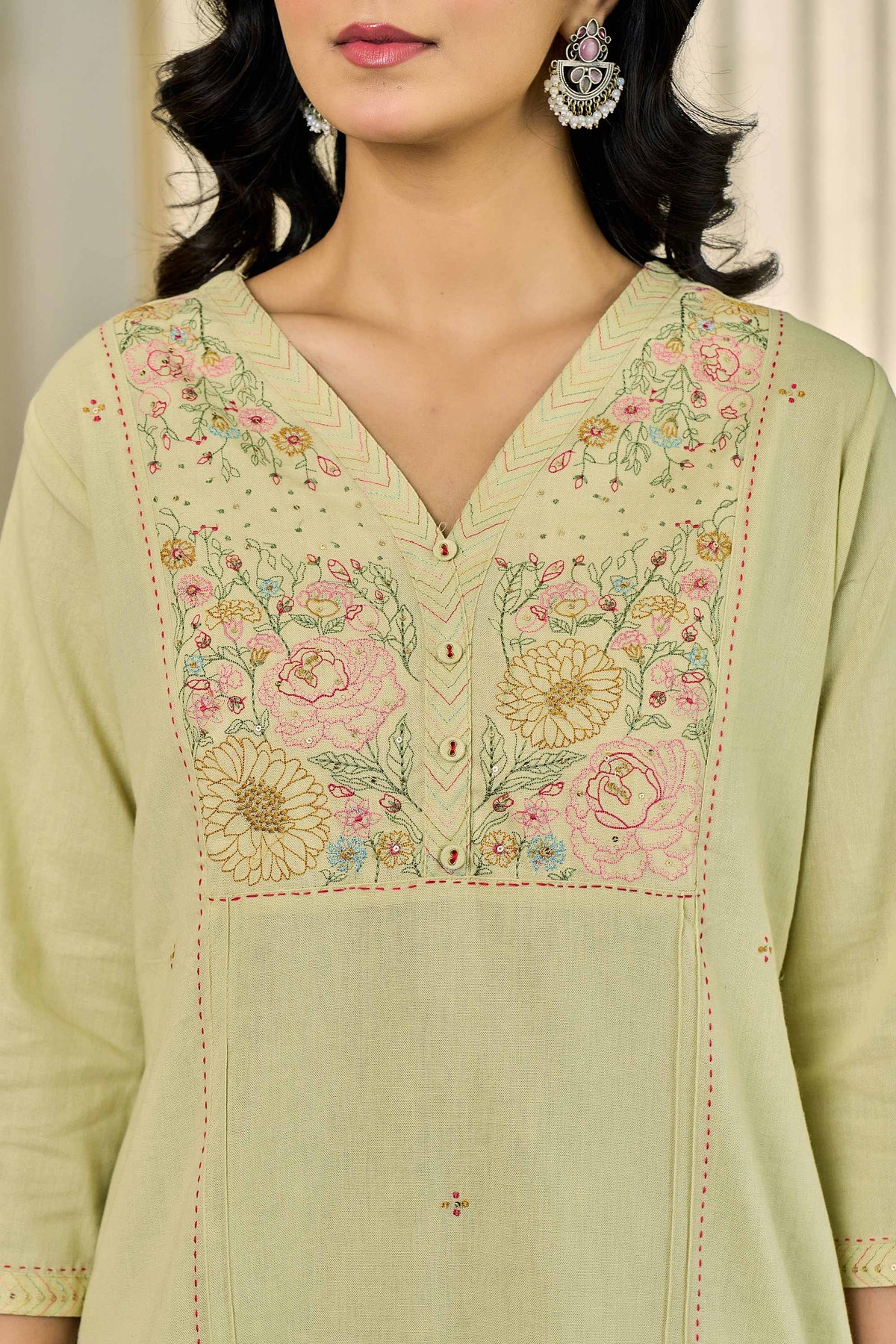 Ruhani Pistachio Green Kurti Set