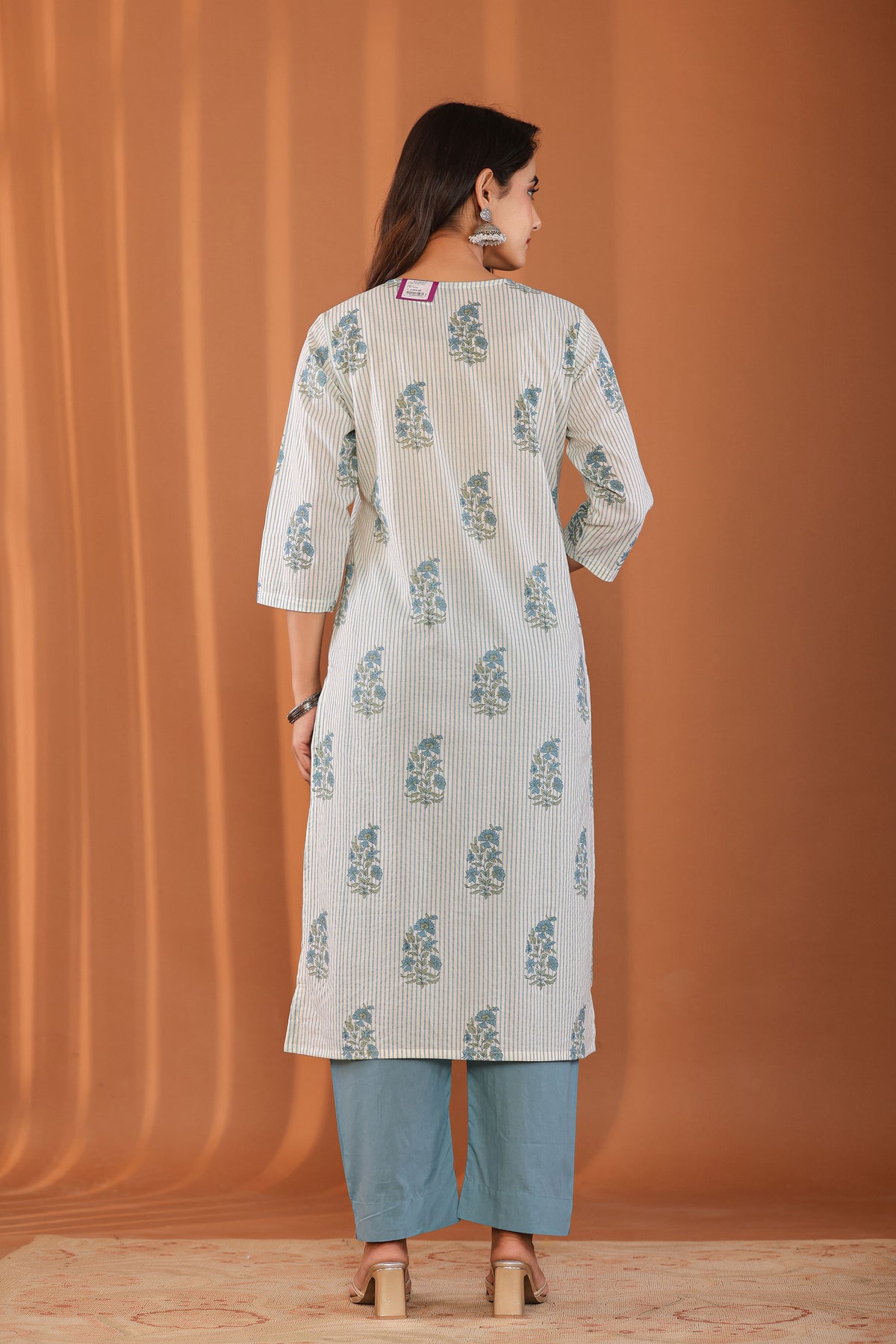 kurti set for women block print in blue