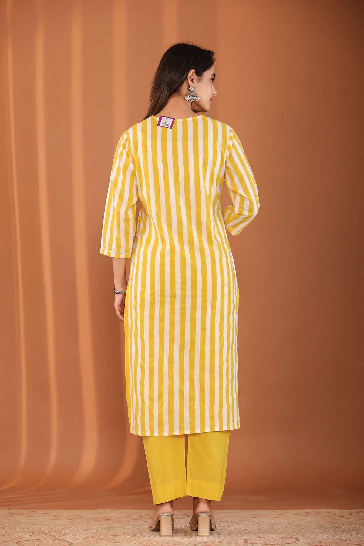 kurti set for women gotta patti in yellow