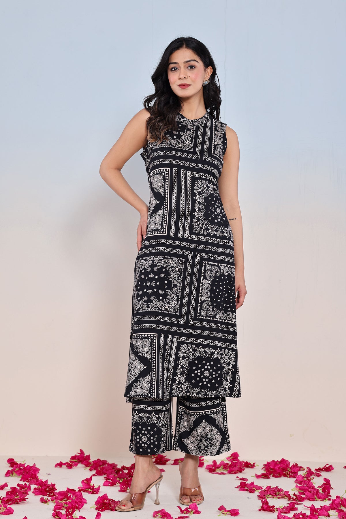 Trendy Black Printed Rayon Co-Ord Set
