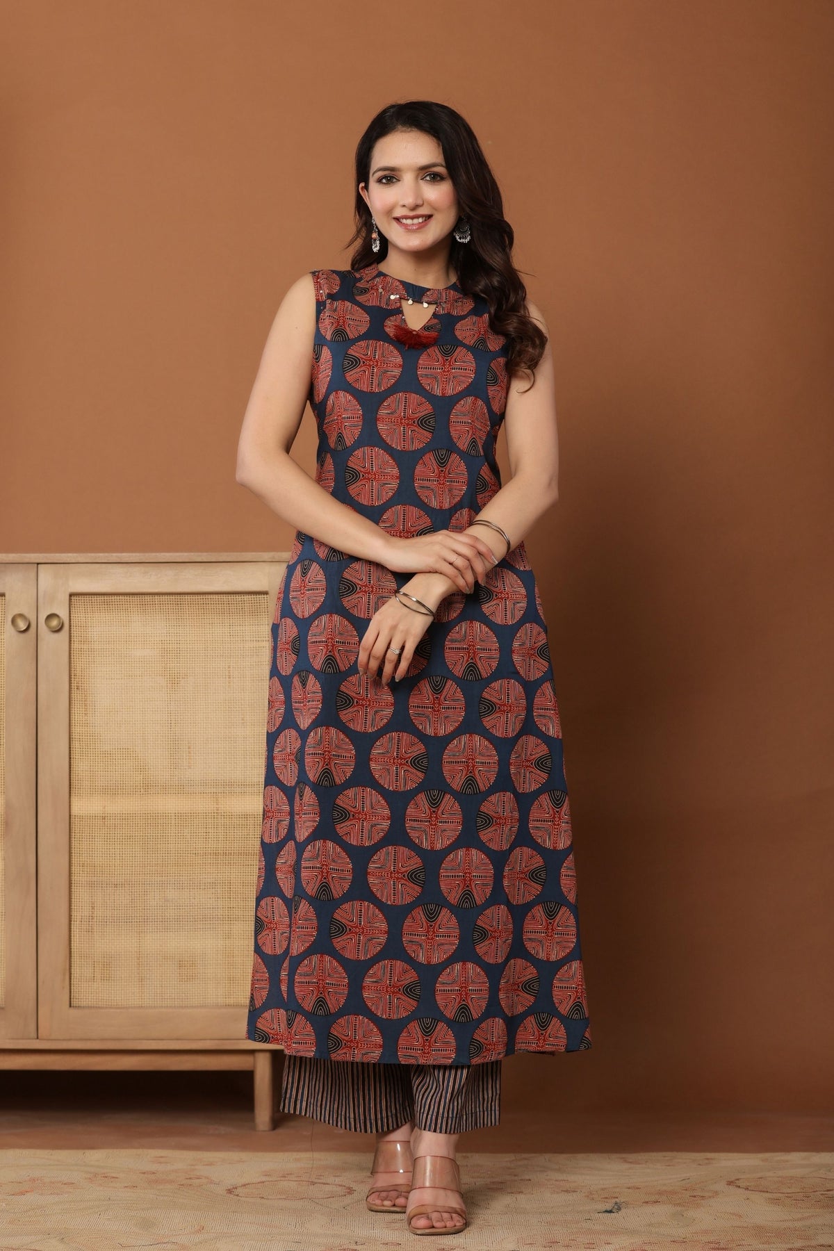 kurti set plazo pant for women cotton blue