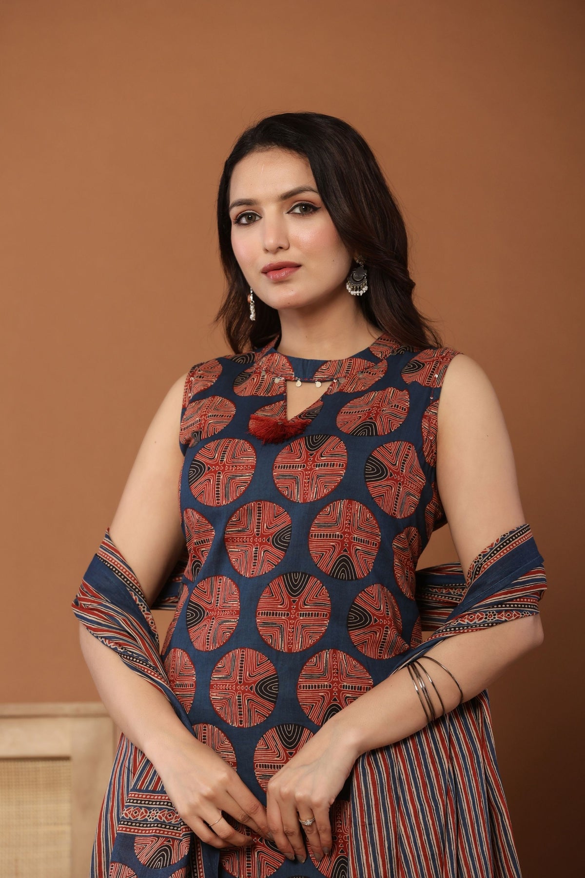kurti set plazo pant for women cotton blue