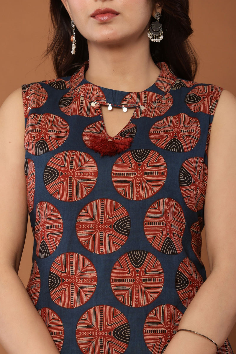 kurti set plazo pant for women cotton blue