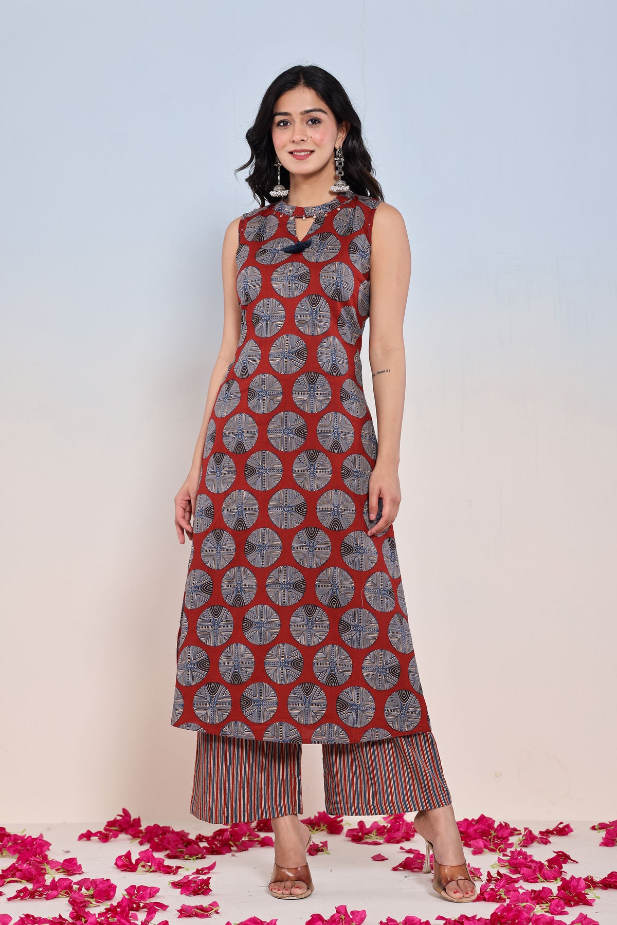 kurti set plazo pant for women in maroon