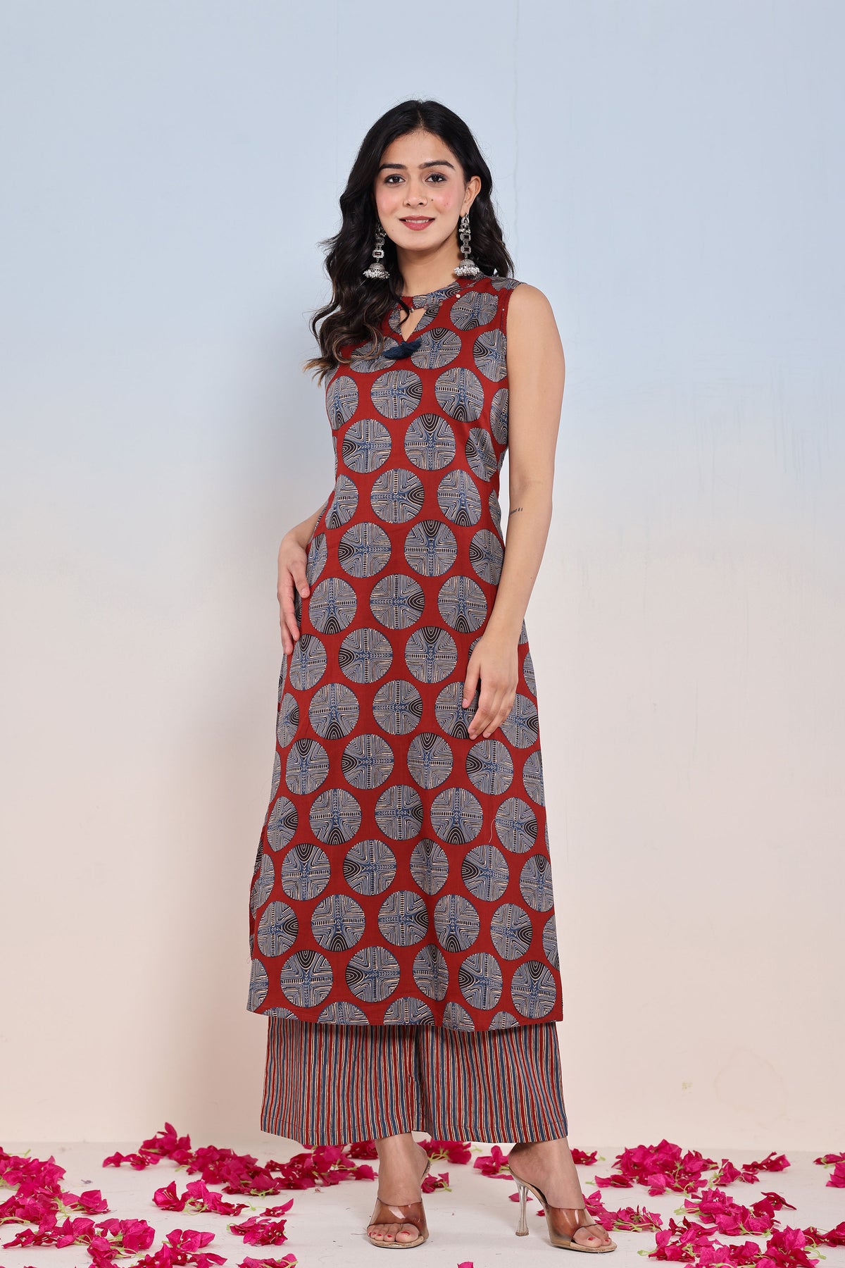 kurti set plazo pant for women in maroon