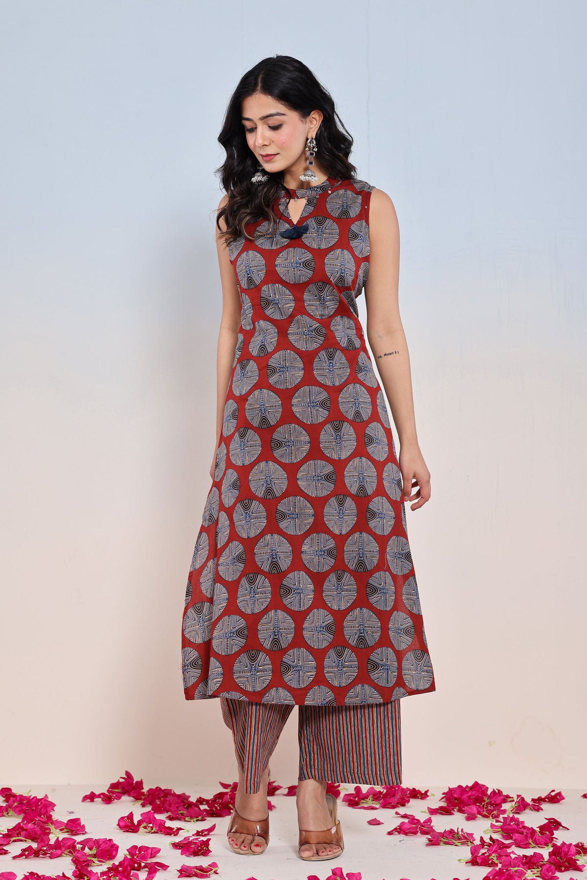 kurti set plazo pant for women in maroon