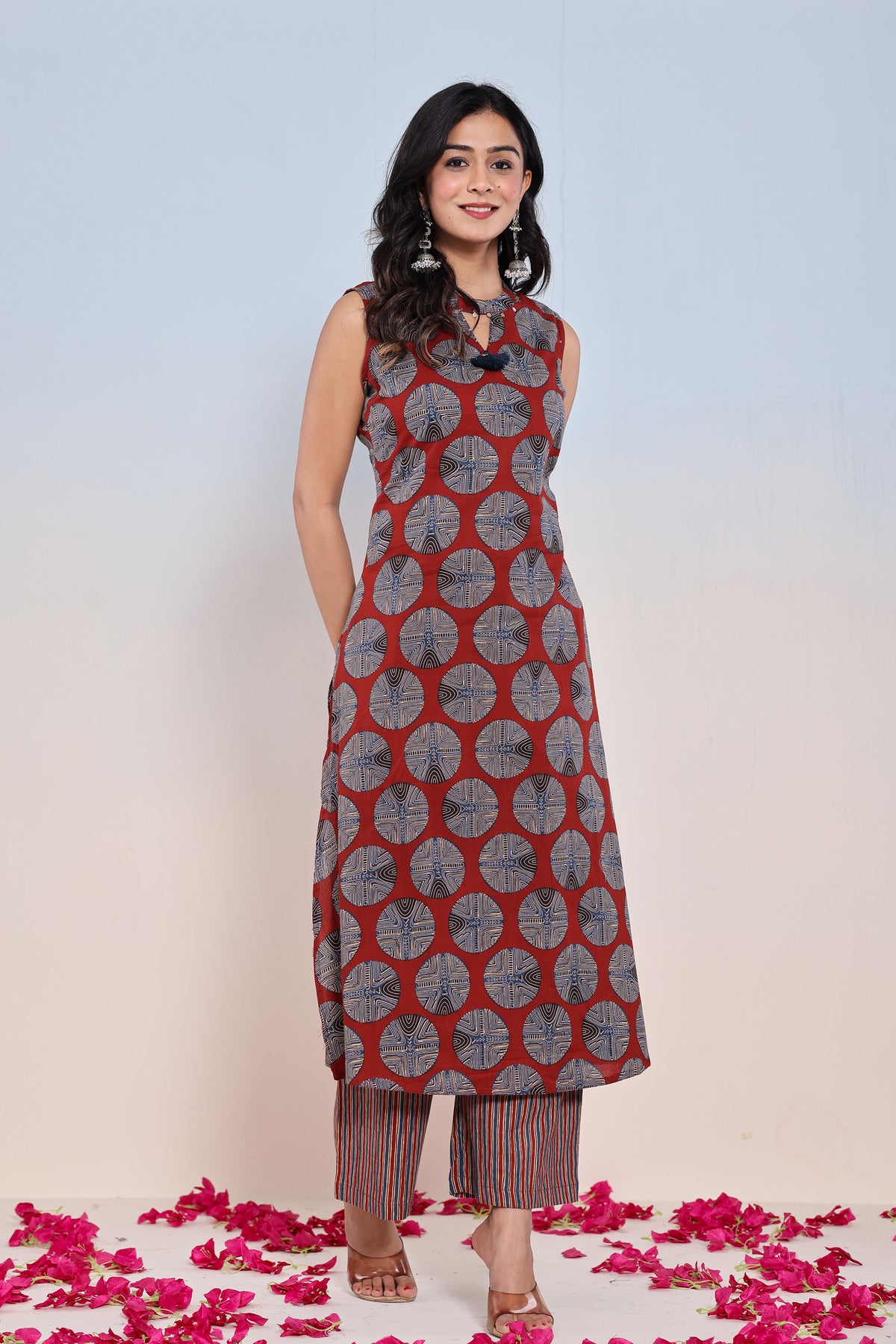 kurti set plazo pant for women in maroon