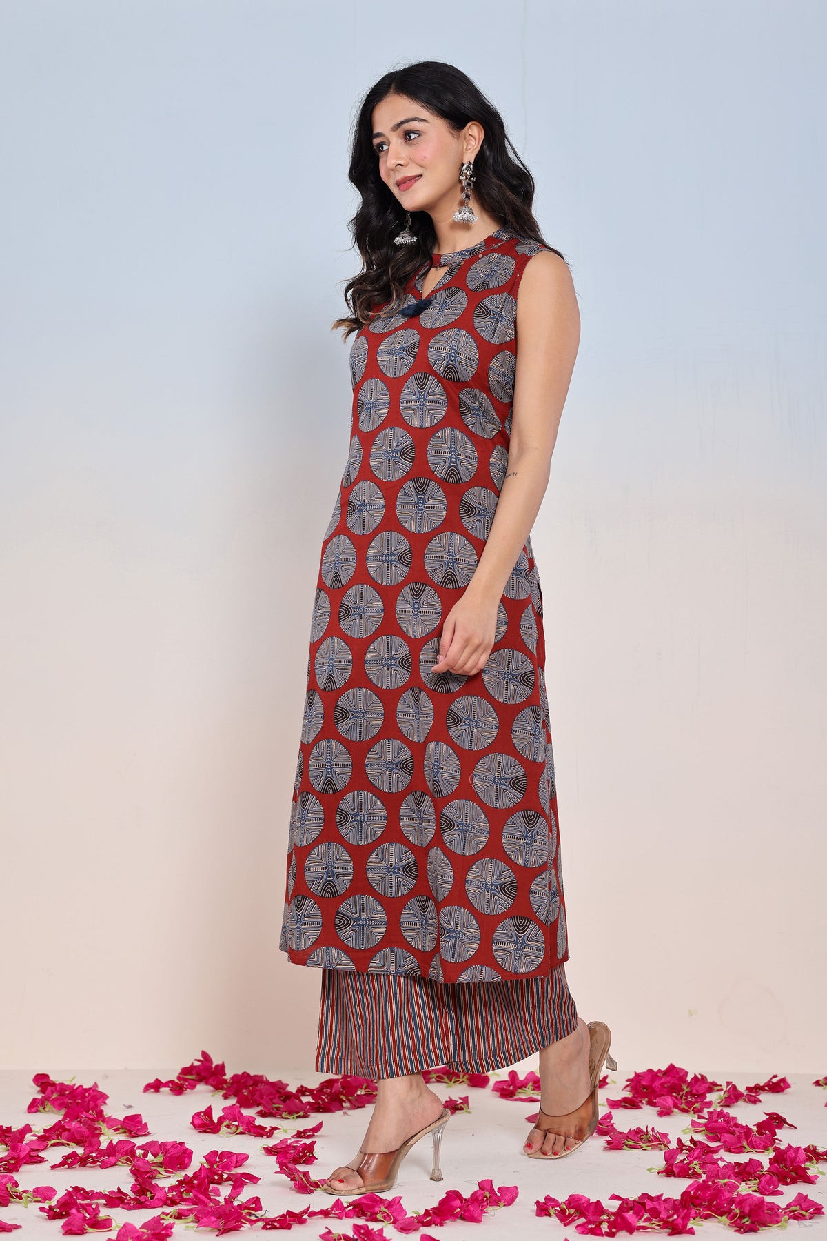 kurti set plazo pant for women in maroon
